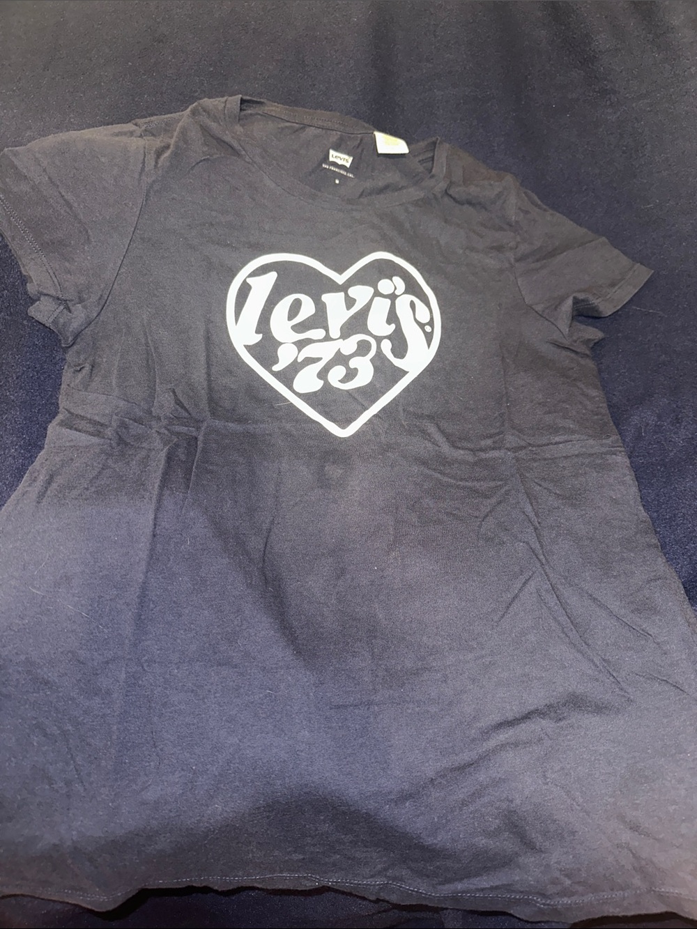 Levi's Black Short Sleeve Tee with White Heart '73 Logo